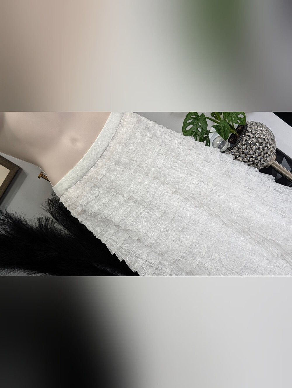 Cupshe White Boho Tulle Ruffle Layers Maxi Skirt XL NWT - Picture 3 of 8